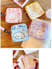 5.12"X5.12" Cartoon Sanitary Pad Storage Bag, Makeup Cosmetic Lip Balm Organizer, Menstrual Pad Holder Pouch With Zipper, Multi-Functional Storage Bag For Women And Teens - Multicolor - View 10