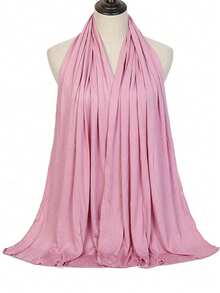 1 chiếc khăn trùm đầu Hijab cỡ lớn cho nữ, khăn xếp mềm mại, khăn trùm đầu màu trơn, băng đô cho nữ Abaya - Hồng - Xem 8