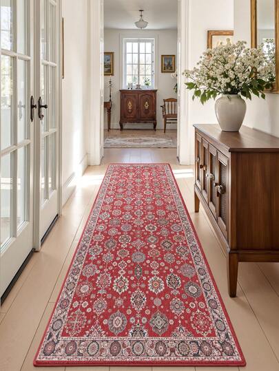 1件波斯风格复古长款厨房地垫，适用于浴室、厨房、户外、室内、走廊、卧室、客厅，可水洗厨房装饰地毯