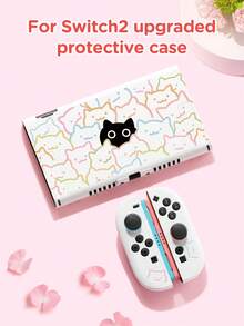 (2025) Accesorios - Funda protectora con patrón de gato de línea colorida y gato negro, compatible con Switch 2/Switch NS/Switch OLED/Lite, adecuada para consola de juegos Switch 2/Switch, set de paquete familiar, bolsa de almacenamiento, base acoplable, mejor regalo para jugadores de Switch - Multicolor - Ver 12
