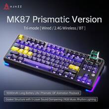 AJAZZ MK87 无线机械键盘，TKL 布局，3 种模式，10000mAh 电池，持久续航，RGB 灯效可自定义，87 键，适用于办公、游戏，兼容多种系统 - 彩色 - 查看 18