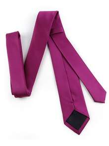 ZONFAZ 1pc Men 6cm Solid Color Checkered Business Fashion All-Match Slim Polyester Tie Suitable For Work, Daily Wear, And Wedding Celebrations Men Necktie - Hot Pink - View 4