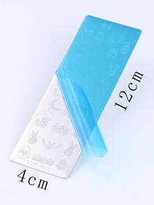 1件装复活节美甲模板，可爱兔子复活节彩蛋花朵设计学院美甲印花模板，DIY不锈钢美甲模板印花模具美甲工具 - 銀色 - 查看 3