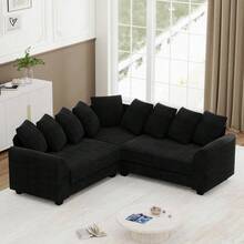 Sofas & Couches - Black + Corduroy + 5 Seat + Foam - View 2