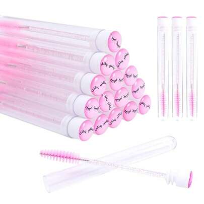 50pcs Crystal Handle Mascara Wands & Storage Tube Set, Nylon Bristles, Oval Brush Head, ABS Plastic Handle, Fragrance-Free, Disposable Lash Brush & Reusable Storage Tube, Suitable For All Skin Types, Eyelash Extension & Brow Makeup Tool