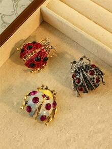 1 chiếc ghim cài áo hình bọ rùa bảy sao đính đá pha lê sang trọng, phụ kiện trang trí cho áo vest, áo khoác, khăn quàng cổ của nữ. - bọ rùa - Xem 5