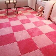 12/24PCS Interlocking Foam Floor Tiles, Available In Five Colours: White, Pink, Camel, Rose Red Or Grey - These Soft, Washable And Non-Slip EVA Floor Mats Are Suitable For Bedrooms, Living Rooms, Home Decor, Pet Areas And More. - Màu Hoa hồng đỏ - Xem 4