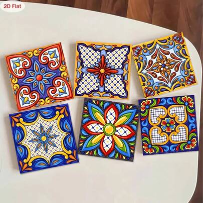 6 delar, vackert mönstrade underlägg, träunderläggsset, värmetåliga kaffeunderlägg, lämpliga för barer, hemmafester, kaféer, kontor, alla tillfällen, heminredning, julklappar