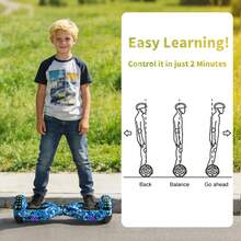 Hoverboard With Corlorful LED Lights,Colorful Lights Wheels,300W Motor,7.5 Mph Max Speed,Gift For Girls &Boys - 藍色迷彩 - 查看 5