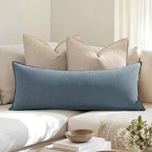 MIULEE Decorative Long Body Lumbar Throw Pillow Cover 14x36 Inch Blue Grey Boho Farmhouse Neutral Couch Throw Pillow For Bed Pack Of 1 Accent Outdoor Modern Sofa Cushion Livingroom Home Decor - 藍灰色 - 查看 4
