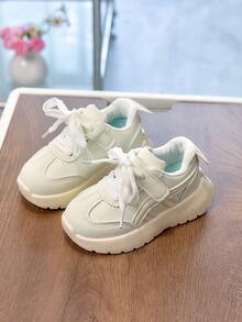 1 đôi giày thể thao cổ thấp unisex mới, chống mài mòn và chống trượt, giày chạy bộ cho trẻ em, giày casual thời trang đa năng cho học sinh, phù hợp cho mọi mùa. - Màu be - Xem 3