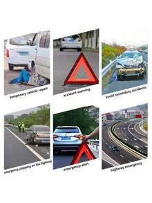1 Reflective Emergency Car Safety Tripod, High Visibility Folding Warning Sign - Made Of Durable Plastic Material That Is Not Easily Damaged, With Clear Reflection For Day And Night Use. It Can Quickly Deploy Warnings In Case Of Roadside Faults Or Emergency Parking. - Triangular Warning Sign - View 12
