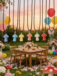 7件套多色夜光树脂石项链吊坠，包括心形、星星、月亮、十字架和蘑菇造型，适合女性日常佩戴，也是送给情侣和朋友的礼物。 - 7條夜光六角柱石頭 - 查看 5