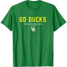 Ducks College Football Playoff Text Slogan 2025 T-Shirt All Seasons,220g Pure Cotton Single-Sided Printed Crew Neck Short-Sleeved T-Shirt,Unisex Top,Base Layer - Màu 3 - Xem 1