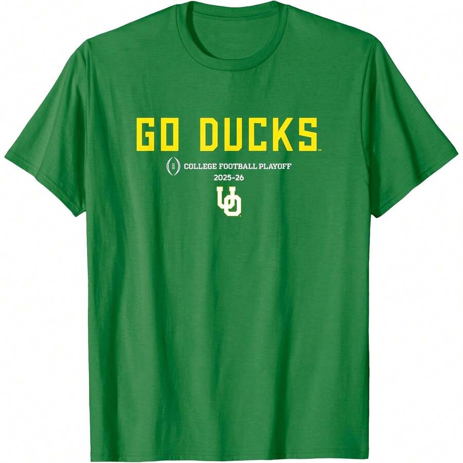 Ducks College Football Playoff Text Slogan 2025 T-Shirt All Seasons,220g Pure Cotton Single-Sided Printed Crew Neck Short-Sleeved T-Shirt,Unisex Top,Base Layer - Màu 3 - Xem 1