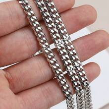 1m Stainless Steel Chunky Flat Cuban Chain, Punk Style Jewelry Making, DIY Necklace Bracelet Accessories - Chain - View 10