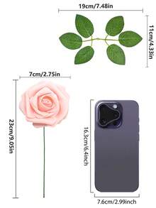 27 قطعة من الزهور الاصطناعية، وردات رغوية بطول 9.05 بوصة مع سيقان وأوراق خضراء، للاستخدام في صنع باقات الزهور، ديكور المركز، ديكور الزفاف، ديكور الحفلات الخارجية، ديكور الغرف/المنزل، ديكور الطاولات، ديكور أعياد الميلاد، ديكور عيد الحب - وردي - مشاهدة 4