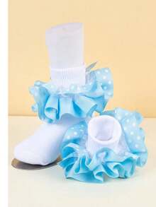 1 Pair Girls' White Sweet Princess Style Cute Socks, Suitable For Party, Casual, Holiday, Dance, Baby - Multicolor - View 1