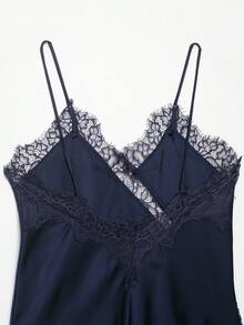 Seelio Nueva Llegada Moda Mujer Encaje Decoración Parte Superior Estilo Lencería Sexy Verano - Azul Marino - Ver 10