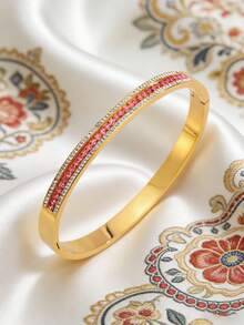 Camhanno 5件套金色首饰套装，时尚简约的不锈钢手镯，适合约会、派对聚会、日常通勤，精致的线条细节和抛光处理，是情人节的别致礼物，现代而优雅的款式，提升您的日常格调。 - 金色 - 查看 15