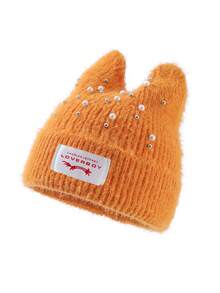 1 pieza Gorro de punto con oreja de gato decorado con emblema "Loverboy" y cristales, adecuado para mantener el calor en otoño/invierno y combinar con atuendos, también para verano y playa - A - Ver 10