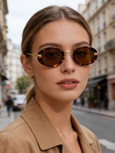 1 par de gafas de moda con montura pequeña y ovalada de estilo retro para mujer, color negro, estilo vintage, adecuadas para el verano y la playa