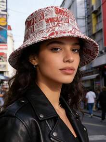 1pc Women's Letter Embroidered Fashionable Bucket Hat - Multicolor - View 3