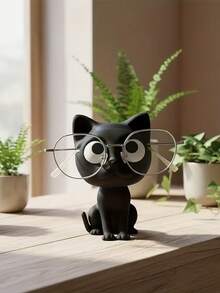 1个可爱黑猫造型3D打印眼镜架，坚固塑料材质，坐姿设计，超萌猫咪造型 - 彩色 - 查看 8