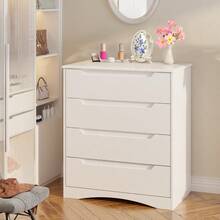 Armario alto con 4 cajones y asas incrustadas, blanco - Negro - Ver 1