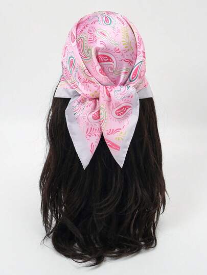 1pc Cashew Flower Print Fresh Fashion Bandana Scarf, Women Headband Square Scarf