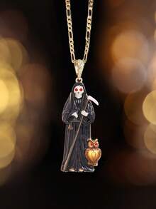 1pc Copper Alloy Santa Necklace Religion Death Icon Hip Hop Jewelry For Teenager, Daily Wear, Party, Prayer, Halloween - Death Style - View 1