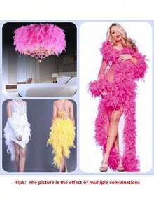 Feathers Boa, Diy Party Dress Up Costume Accessories, Colorful Feather Boas, Scarf Decoration, Faux Feather Scarves For Women - Vintage Style Polyester & Spandex, Suitable For Birthday Party, Halloween, Christmas, Horse Racing, Tea Party, New Year's Eve, Concert And Home Decor, Dance Wedding, Stage Performance, Carnival Costume And Accessories, Party Supplies - Multicolor - View 3