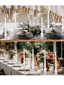 6pcs Set Elegant Glass Cone Candle Holders - Thick Polished, Suitable For Weddings, Parties And Home Decor - Party Decorations, Tea Lights, Wedding Favors, Birthdays, Graduations And More - Clear - View 12