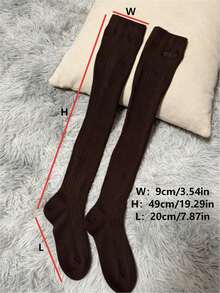 1 Pair Of Women's Coffee Brown Ribbed Retro Maillard, Elegant Style Knee High Socks Suitable For Lovers' Frugal Meetings And Daily Commuting Wear, Suitable As Valentine's Day Gifts - Coffee Brown - View 11