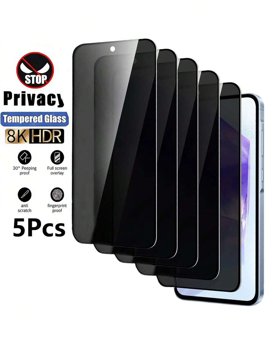 5Pcs High-Definition Privacy Privacy Tempered Glass Screen Protector, Compatible With And A37, 9H High-Definition Tempered Glass, Scratch And Drop Resistant, Waterproof And Oil Resistant, Suitable As A Holiday/Christmas/Birthday Gift. - Multicolor - View 1
