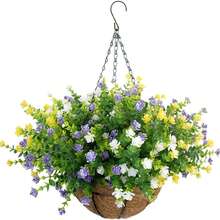 8支仿真尤加利花，色彩缤纷的丝质三色堇，仿真花，抗紫外线，花朵栩栩如生，户外仿真花卉植物，适合家居装饰、室内/室外装饰、花盆、玄关、门廊、露台、花园 - 彩色 - 查看 6