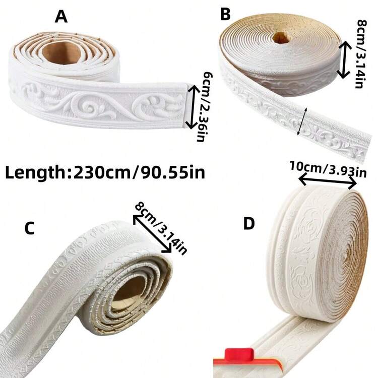 3D Foam Wall Edge Strip Stickers Self Adhesive Waterproof Baseboard Wallpaper Border Wall Sticker Bedroom Home Wall Decorations - C - View 3