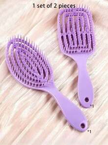 1 Set Of 2 Pieces (Two Styles) Dry And Wet Dual-Use Hollowed-Out Spiral Comb, Household Scalp Massage Mosquito Coil Comb, Arc Maze Hair Smoothing Comb - Multicolor - View 7