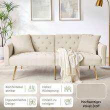 Sofa Bed Mattress - Beige + Velvet - View 9