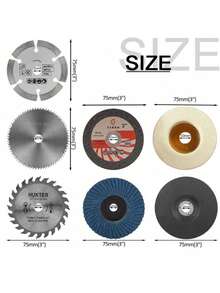 7片装 3英寸（75毫米）切割片、砂轮、羊毛抛光轮、金刚石切割片，适用于木材、金属和角磨机