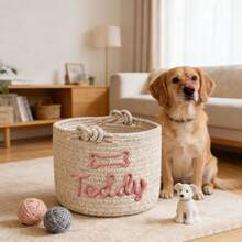 Personalized Braided Rope Pet Toy Storage Basket, Custom Pet Name Gift Basket, Travel Storage Bag, Tote Bag For Pet Lovers, Home Decor Pet Supplies - Multicolor - View 47