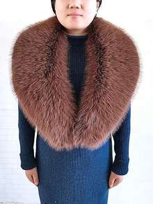 3pc  Fabric    Elegant    None    Fur Collar And Cuffs  Autumn And Winter - Brown - View 3