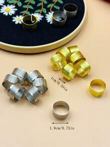 10pcs Adjustable Thimble Rings, Open Design Metal Finger Protectors, Gold & Silver Colors, Essential For Sewing, Embroidery, Leathercraft, DIY Handcraft, Great Gift For Crafters - 10 Thimbles - View 9