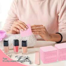 100pcs Cotton Pads, Lint-Free Non-Woven Fabric, Used For Removing Eyelash Extension Glue And Nail Polish - Pink - View 2