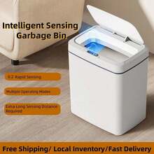 15L/3.96 Gallon Smart Bathroom Trash Can,White Intelligent Sensing Garbage Bin,Non-Contact Narrow Smart Sensor Trash Can,Smart Home Automatic Bagging Electronic Trash Can(No Battery) - 白色 - 查看 1