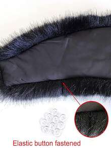 3pc  Fabric    Elegant    None    Fur Collar And Cuffs  Autumn And Winter - Màu xám đen - Xem 6
