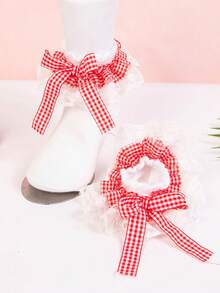 1 Pair Children's Lace Plaid Bow Ruffle Dance Princess Fashion Versatile Party Frilly Socks - Multicolor - View 3