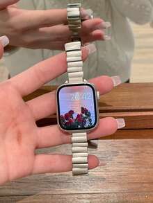 1条不对称金属表带，兼容 42mm、38mm、40mm、41mm、44mm、45mm、46mm、49mm直径，时尚智能手表替换表带，适用于Series Ultra2、Ultra SE2、SE 11、10、9、8、7、6、5、4、3、2、1，男女通用 - Starlight - 查看 3