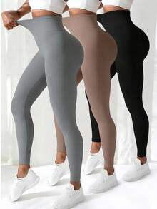 OKP 3pcs Women's Leggings,Butt Lifting Leggings,Highly Elastic Sports Leggings,Valentine's Day Gift,Slim Yoga Leggings - Running & Lounge - 彩色 - 查看 1