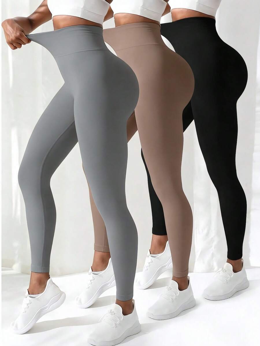 OKP 3pcs Women's Leggings,Butt Lifting Leggings,Highly Elastic Sports Leggings,Valentine's Day Gift,Slim Yoga Leggings - Running & Lounge - 彩色 - 查看 1
